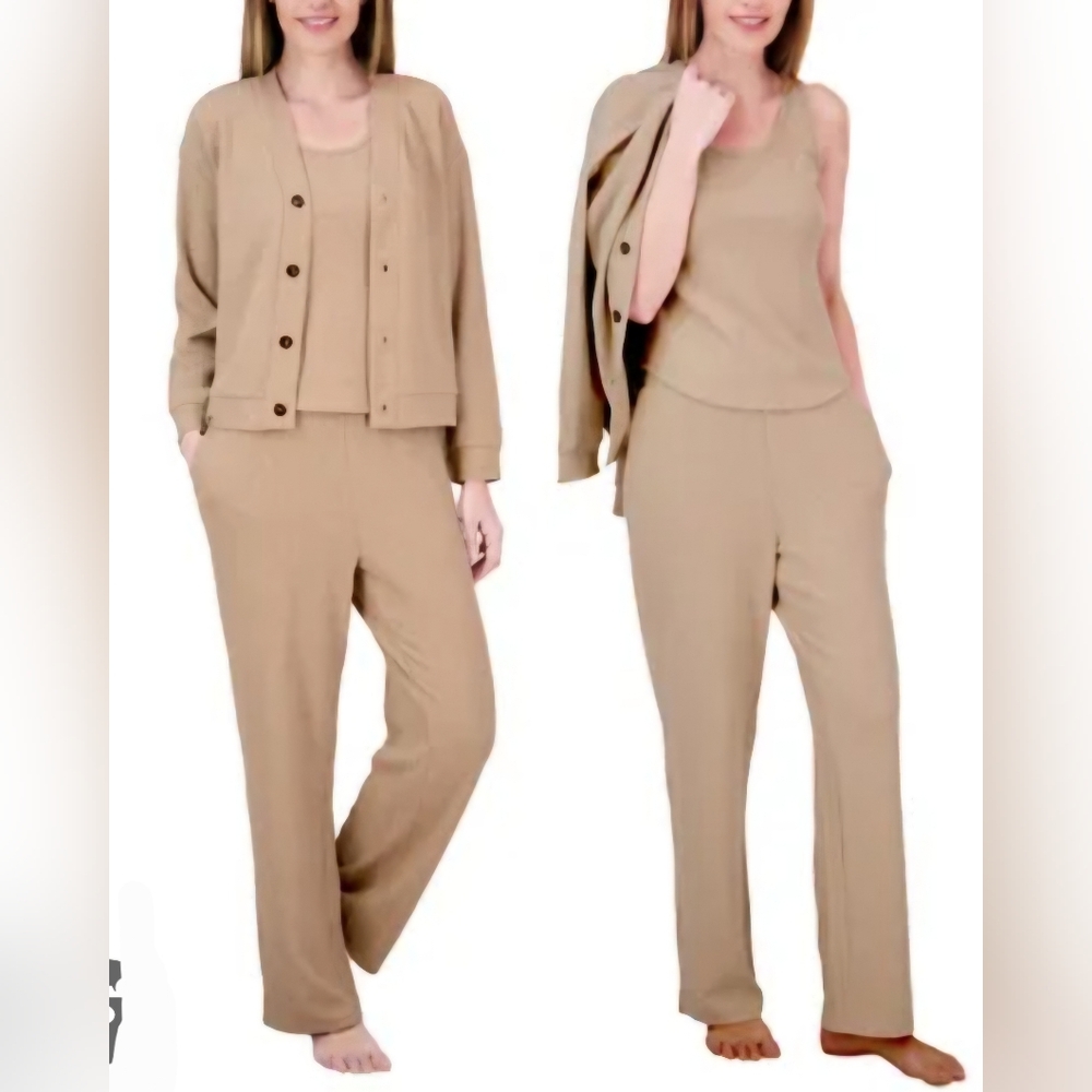 NEW! Live 2 Lounge Tan 3 Piece Textured Lounge Set Size S